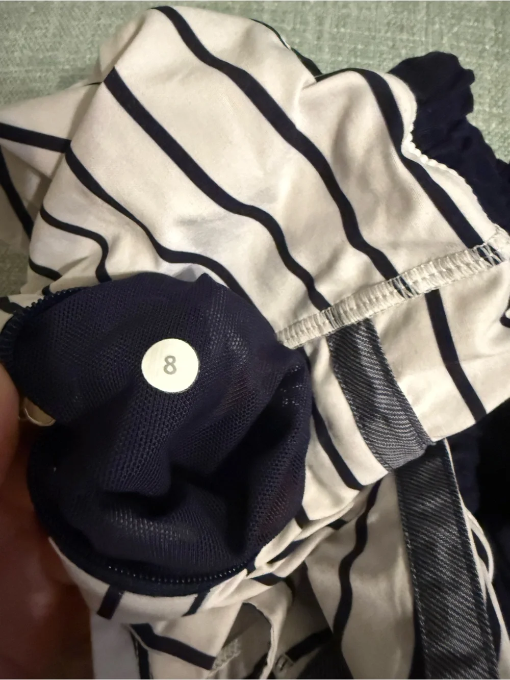 Lululemon White with Navy Stripe Athletic Shorts (8)